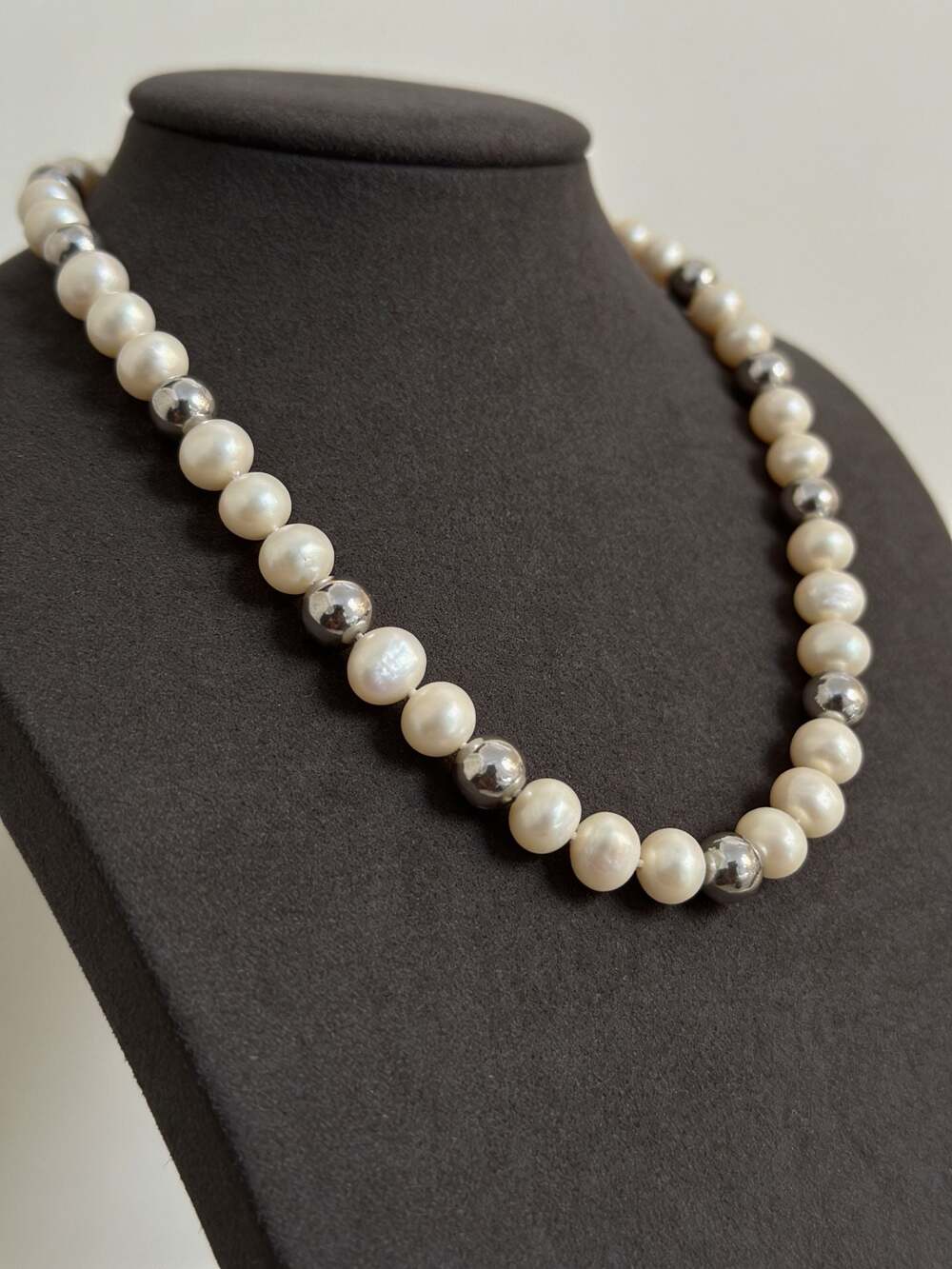 Worthington Faux Pearl Necklace with Silver-Tone Spherical Beads